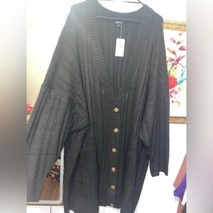 Torrid Black Button-Up Boyfriend Sweater